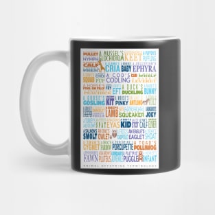 Animal Offspring Terminology - Animal Baby Names - Funky Font Edition Mug